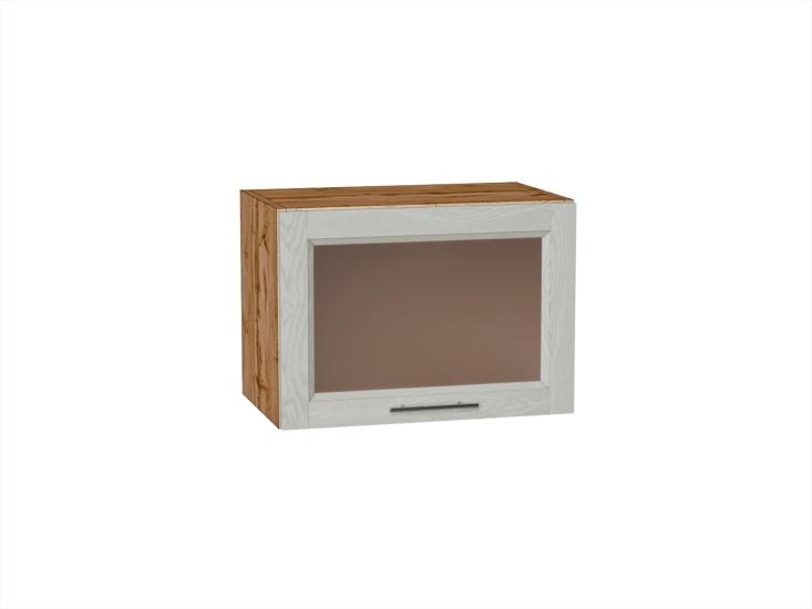 Шкаф верхний горизонтальный со стеклом Сканди 500 Cappuccino Softwood / Дуб Вотан