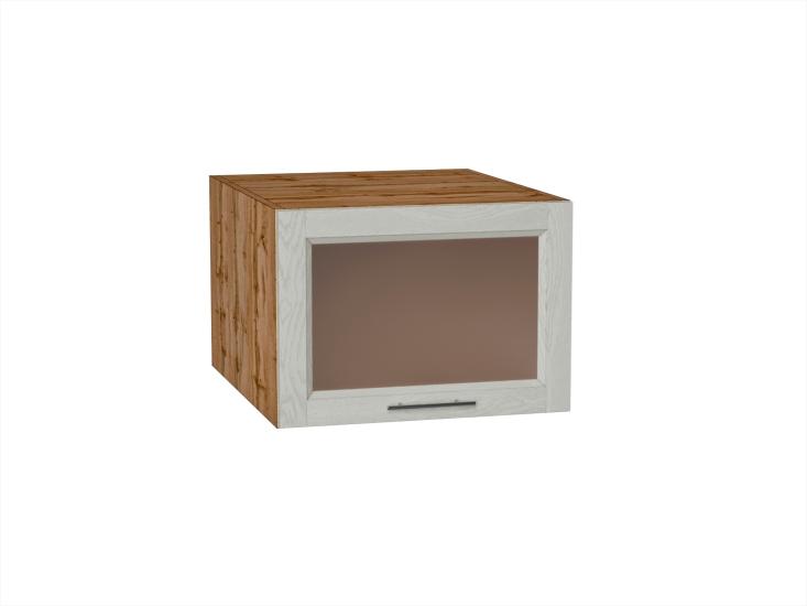 Шкаф верхний горизонтальный с увеличенной глубиной со стеклом Сканди 510 Cappuccino Softwood / Дуб Вотан