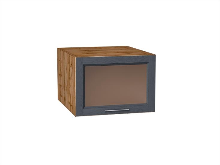 Шкаф верхний горизонтальный с увеличенной глубиной со стеклом Сканди 510 Graphite Softwood / Дуб Вотан