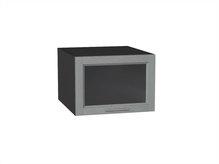 Шкаф верхний горизонтальный с увеличенной глубиной со стеклом Сканди 510 Grey Softwood / Graphite