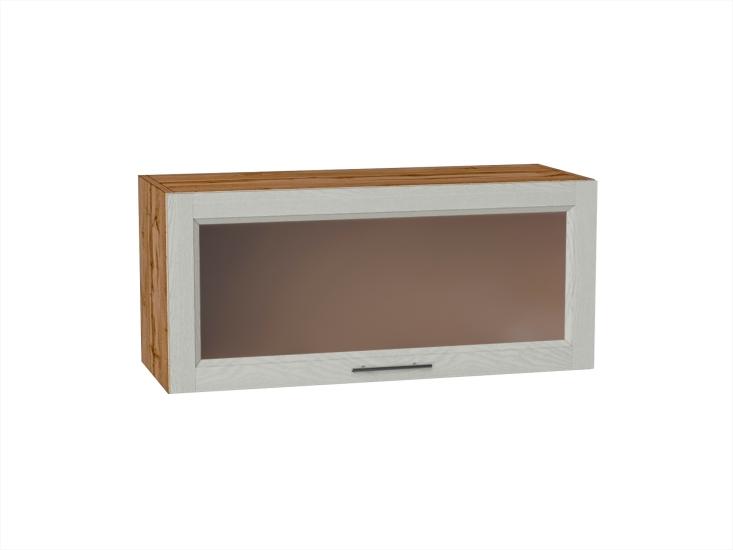 Шкаф верхний горизонтальный со стеклом Сканди 800 Cappuccino Softwood / Дуб Вотан