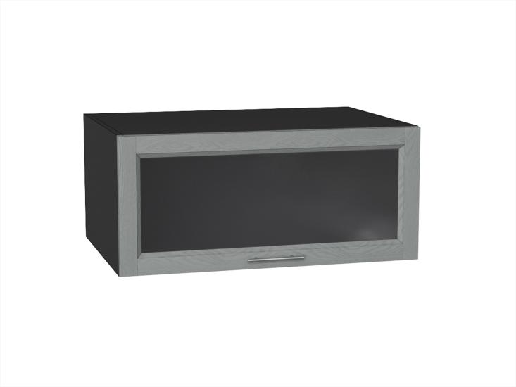 Шкаф верхний горизонтальный с увеличенной глубиной со стеклом Сканди 810 Grey Softwood / Graphite