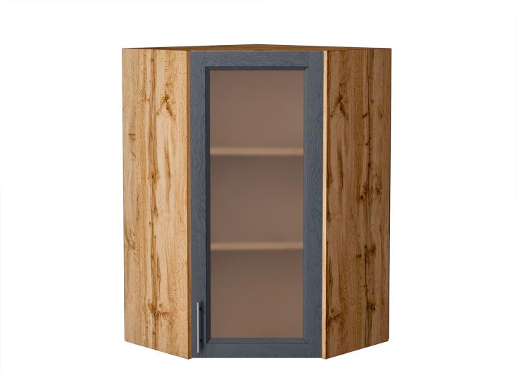 Шкаф верхний угловой со стеклом Сканди 590Н Graphite Softwood / Дуб Вотан