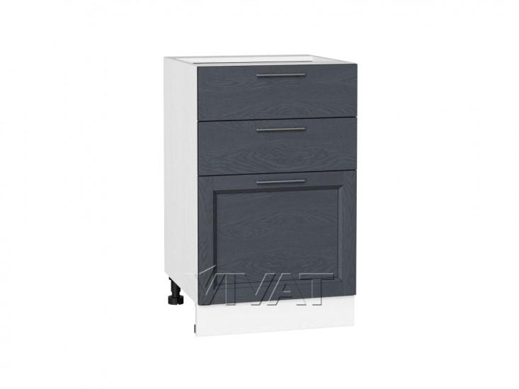 Шкаф нижний с 3-мя ящиками Сканди 500 Graphite Softwood / Белый