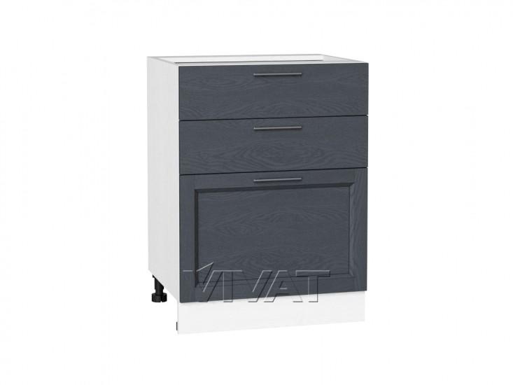 Шкаф нижний с 3-мя ящиками Сканди 600 Graphite Softwood / Белый