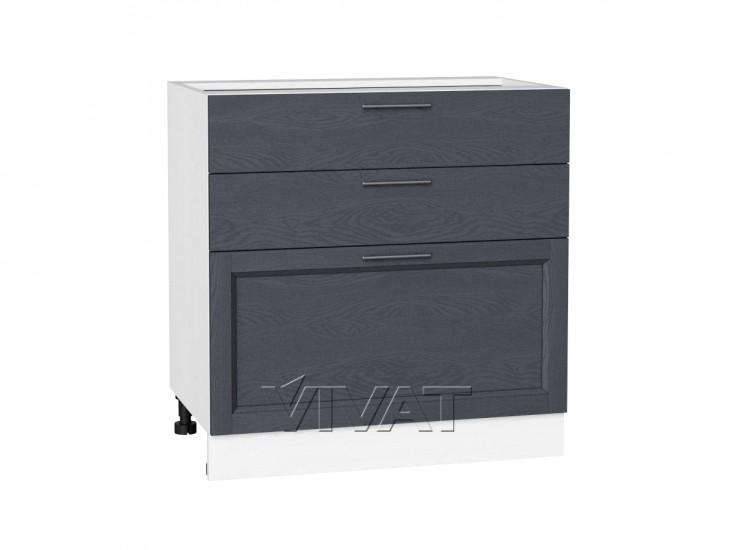 Шкаф нижний с 3-мя ящиками Сканди 800 Graphite Softwood / Белый