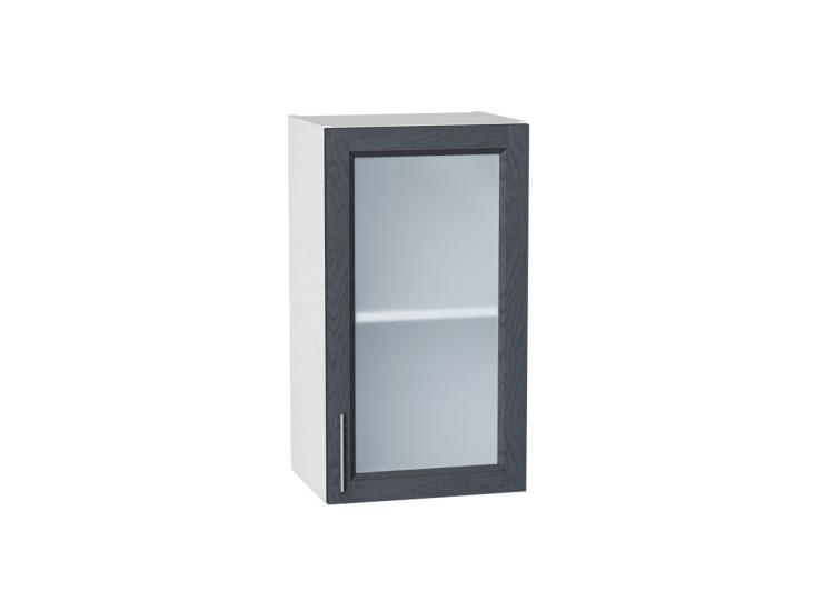 Шкаф верхний со стеклом Сканди 400 Graphite Softwood / Белый