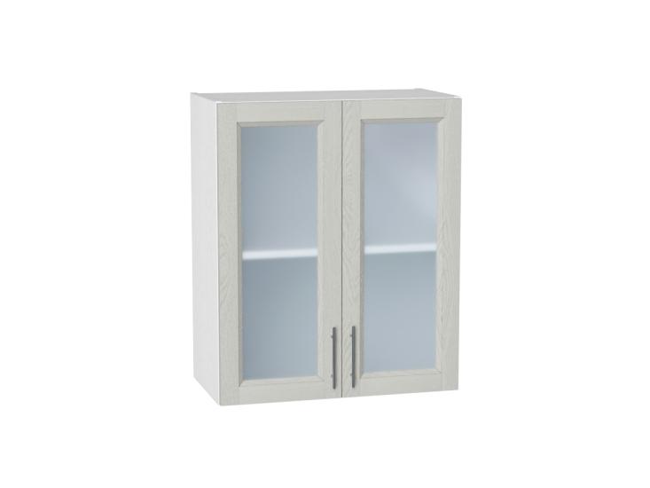 Шкаф верхний со стеклом Сканди 600 Cappuccino Softwood / Белый