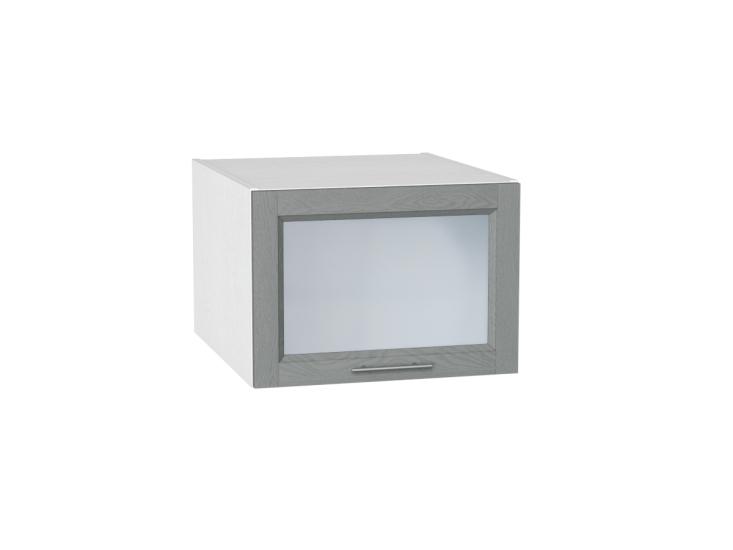 Шкаф верхний горизонтальный с увеличенной глубиной со стеклом Сканди 510 Grey Softwood / Белый