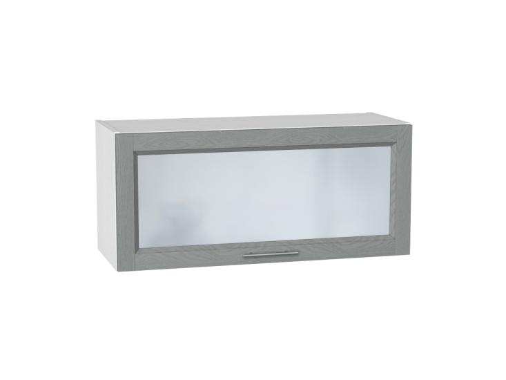 Шкаф верхний горизонтальный со стеклом Сканди 800 Grey Softwood / Белый