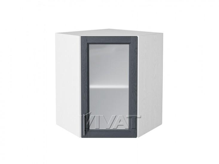 Шкаф верхний угловой со стеклом Сканди 590 Graphite Softwood / Белый