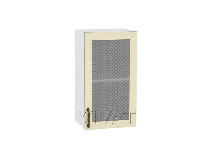 Шкаф верхний со стеклом Сканди 400Н Ivory Wood / Белый