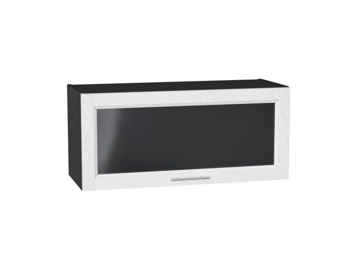 Шкаф верхний горизонтальный со стеклом Сканди 800 White Softwood / Graphite