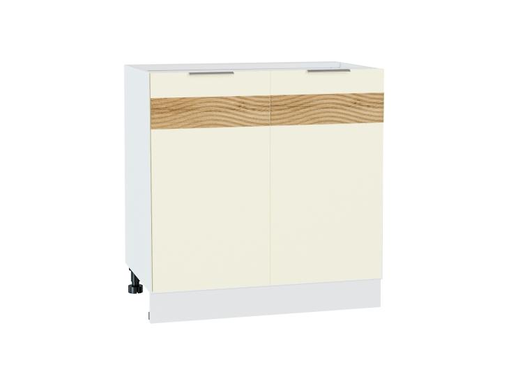 Шкаф нижний с декором Терра 800 Ваниль Софт / Белый