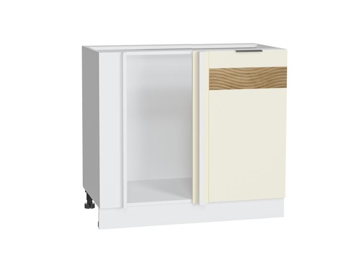 Шкаф нижний угловой с декором Терра 990М правый Ваниль Софт / Белый