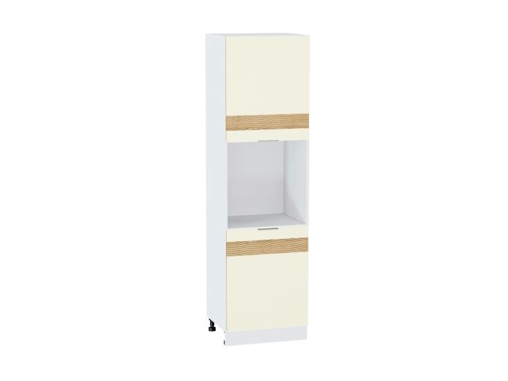 Шкаф пенал под бытовую технику с декором Терра 600 (для верхних шкафов 720) правый Ваниль Софт / Белый