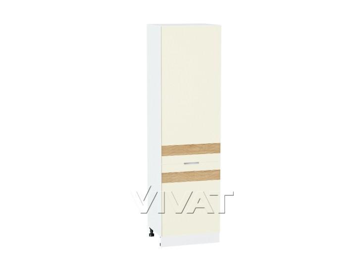 Шкаф пенал с декором Терра 600 (для верхних шкафов 720) правый Ваниль Софт / Белый
