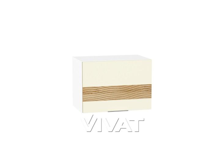 Шкаф верхний горизонтальный с декором Терра 500 Ваниль Софт / Белый