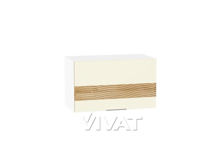 Шкаф верхний горизонтальный с декором Терра 600 Ваниль Софт / Белый
