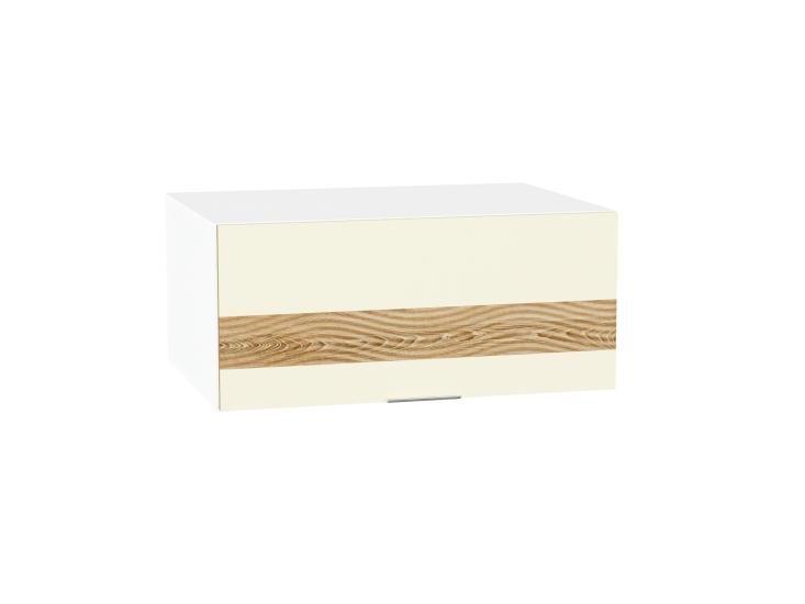 Шкаф верхний горизонтальный с увеличенной глубиной с декором Терра 810 Ваниль Софт / Белый