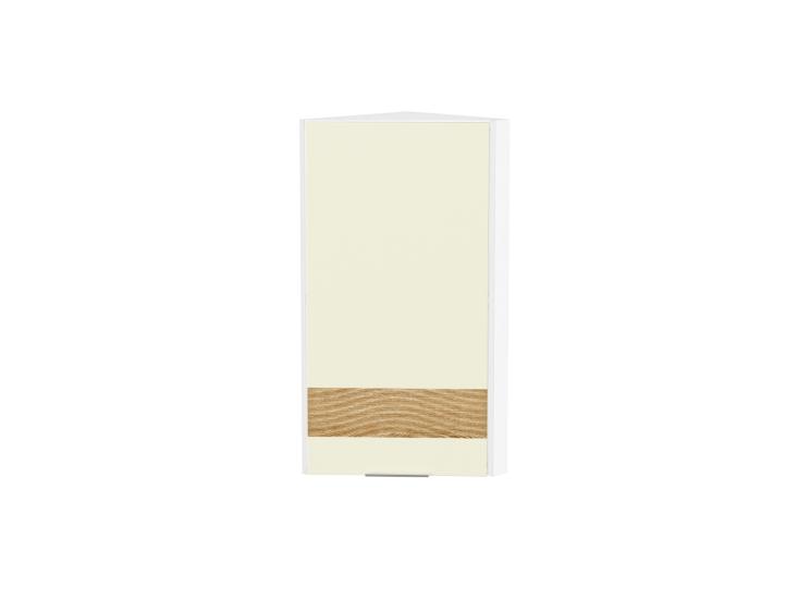 Шкаф верхний торцевой с декором Терра 300 правый Ваниль Софт / Белый