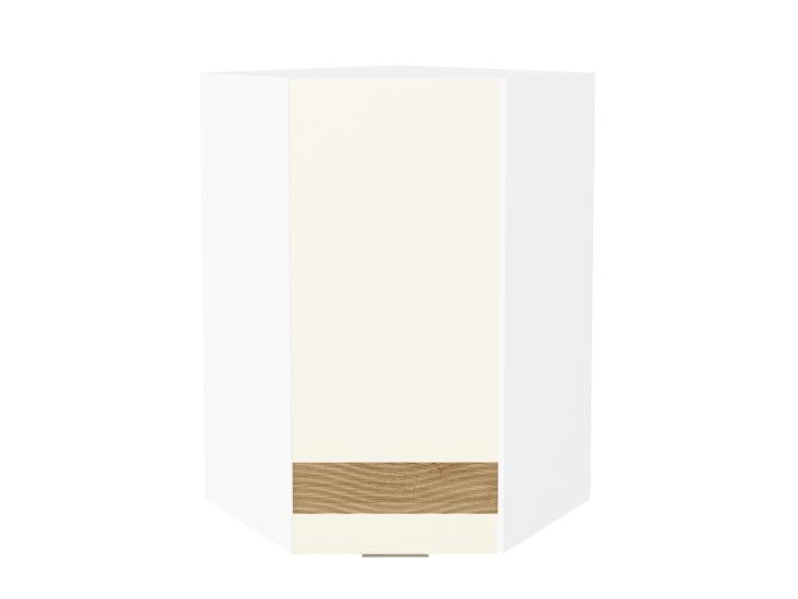 Шкаф верхний угловой с декором Терра 590Н правый Ваниль Софт / Белый