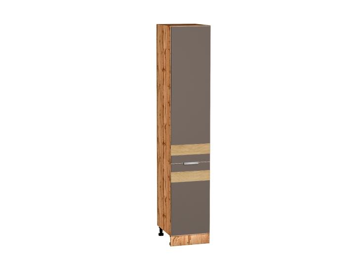 Шкаф пенал с декором Терра 400 (для верхних шкафов 720) левый Смоки Софт / Дуб Вотан