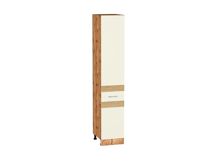 Шкаф пенал с декором Терра 400 (для верхних шкафов 720) правый Ваниль Софт / Дуб Вотан