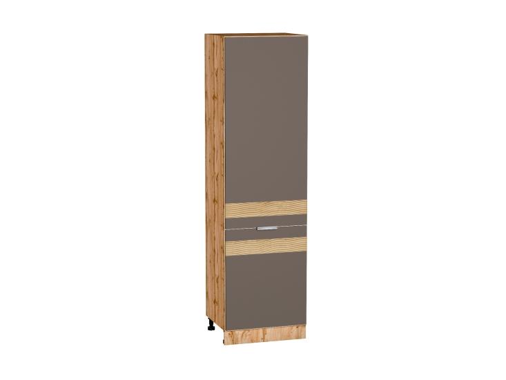 Шкаф пенал с декором Терра 600 (для верхних шкафов 720) правый Смоки Софт / Дуб Вотан