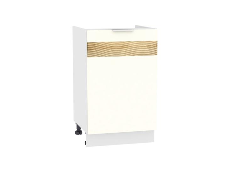 Шкаф нижний под мойку с декором Терра 500 правый Ваниль Софт / Белый