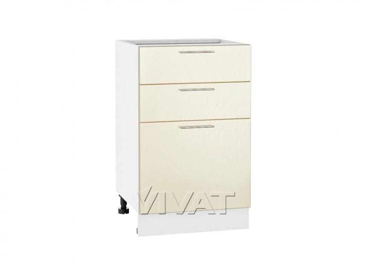 Шкаф нижний с 3-мя ящиками Валерия-М 500 Бежевый металлик / Белый