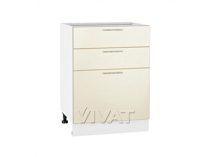 Шкаф нижний с 3-мя ящиками Валерия-М 600 Бежевый металлик / Белый