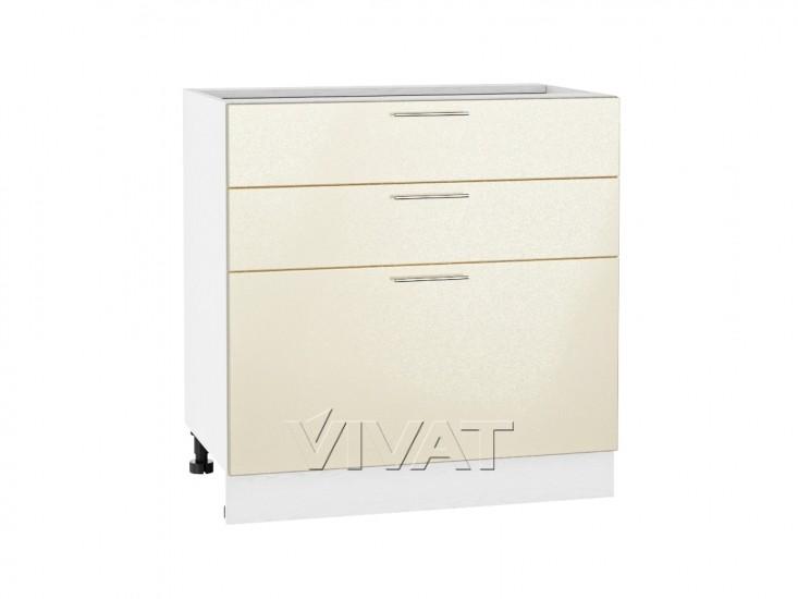 Шкаф нижний с 3-мя ящиками Валерия-М 800 Бежевый металлик / Белый