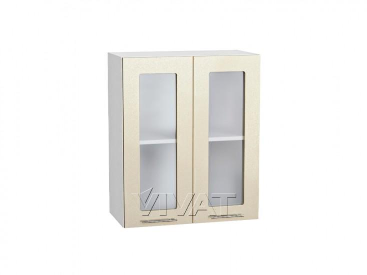 Шкаф верхний со стеклом Валерия-М 600 Бежевый металлик / Белый