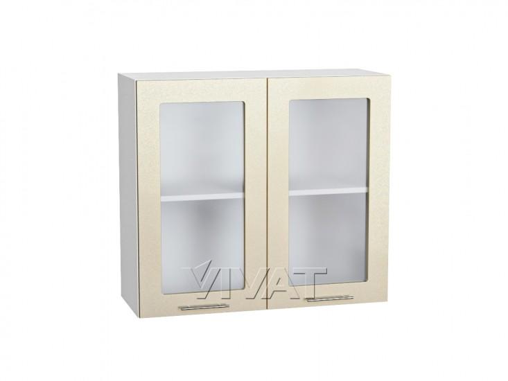 Шкаф верхний со стеклом Валерия-М 800 Бежевый металлик / Белый