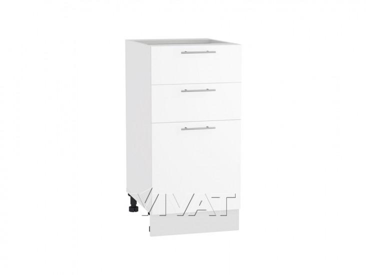 Шкаф нижний с 3-мя ящиками Валерия-М 400 Белый глянец / Белый
