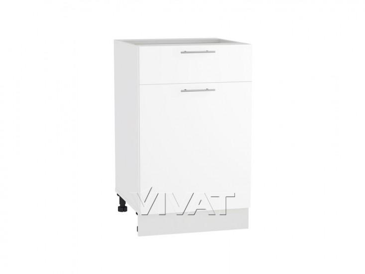 Шкаф нижний с 1 ящиком Валерия-М 500 Белый глянец / Белый