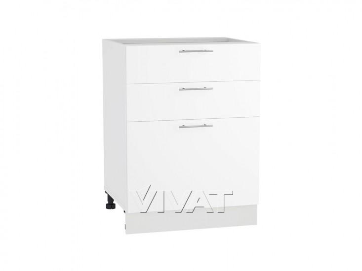 Шкаф нижний с 3-мя ящиками Валерия-М 600 Белый глянец / Белый