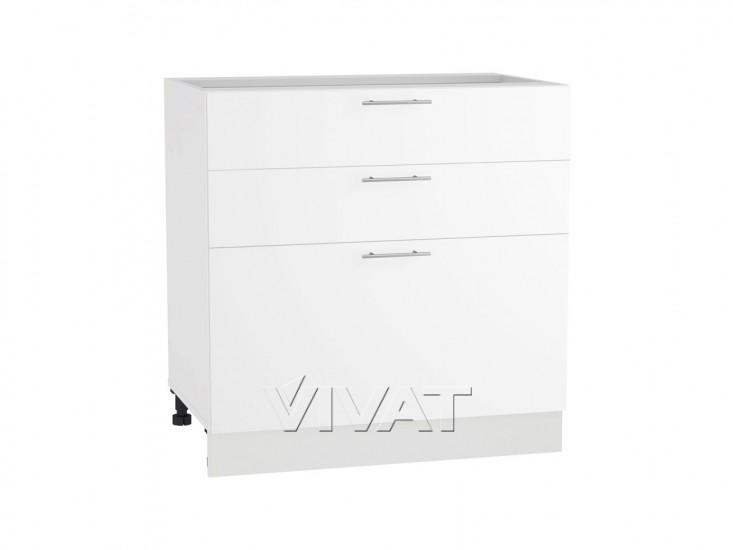 Шкаф нижний с 3-мя ящиками Валерия-М 800 Белый глянец / Белый