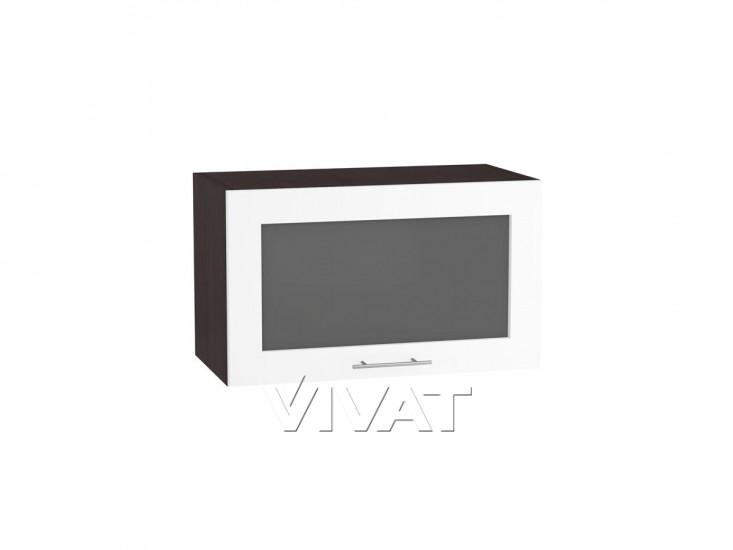 Шкаф верхний горизонтальный со стеклом Валерия-М 600 Белый глянец / Венге
