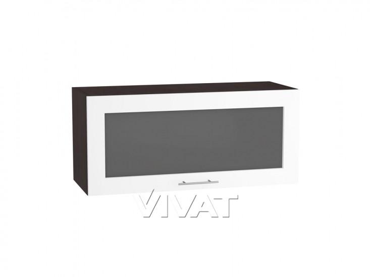 Шкаф верхний горизонтальный со стеклом Валерия-М 800 Белый глянец / Венге