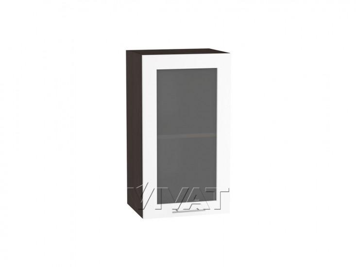 Шкаф верхний со стеклом Валерия-М 400 Белый глянец / Венге