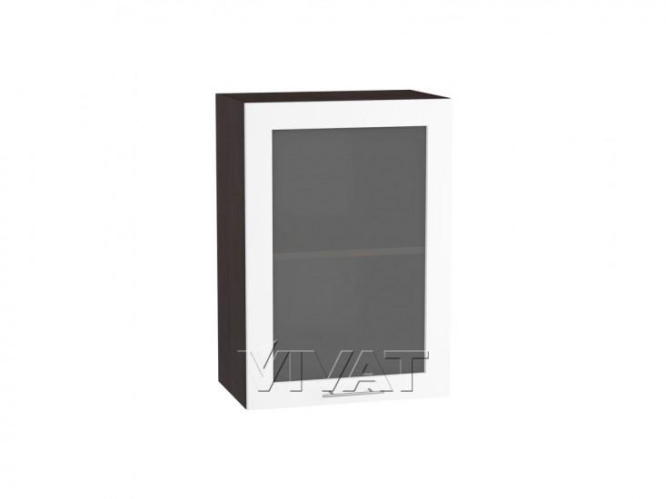 Шкаф верхний со стеклом Валерия-М 500 Белый глянец / Венге