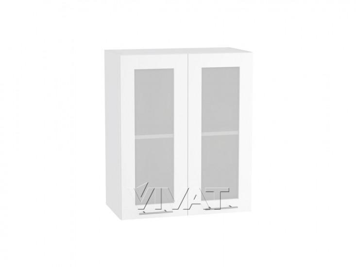 Шкаф верхний со стеклом Валерия-М 600 Белый глянец / Белый
