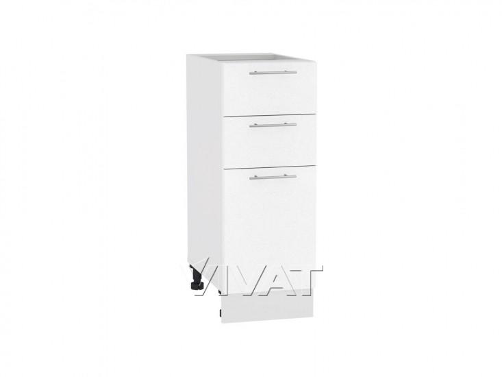 Шкаф нижний с 3-мя ящиками Валерия-М 300 Белый металлик / Белый