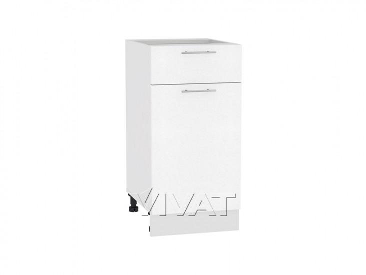 Шкаф нижний с 1 ящиком Валерия-М 400 Белый металлик / Белый