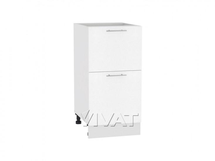 Шкаф нижний с 2-мя ящиками Валерия-М 400 Белый металлик / Белый