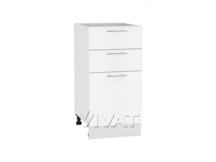 Шкаф нижний с 3-мя ящиками Валерия-М 400 Белый металлик / Белый