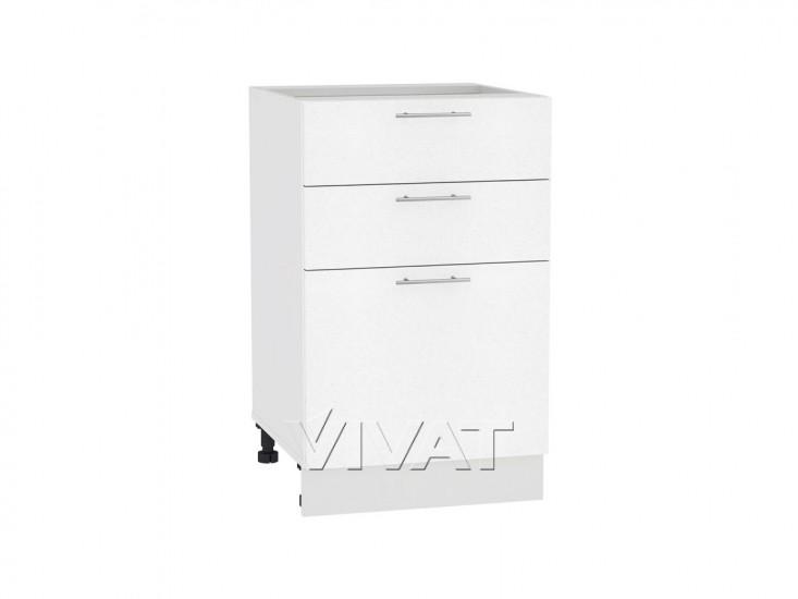 Шкаф нижний с 3-мя ящиками Валерия-М 500 Белый металлик / Белый