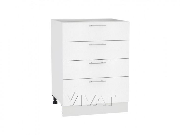 Шкаф нижний с 4-мя ящиками Валерия-М 600 Белый металлик / Белый
